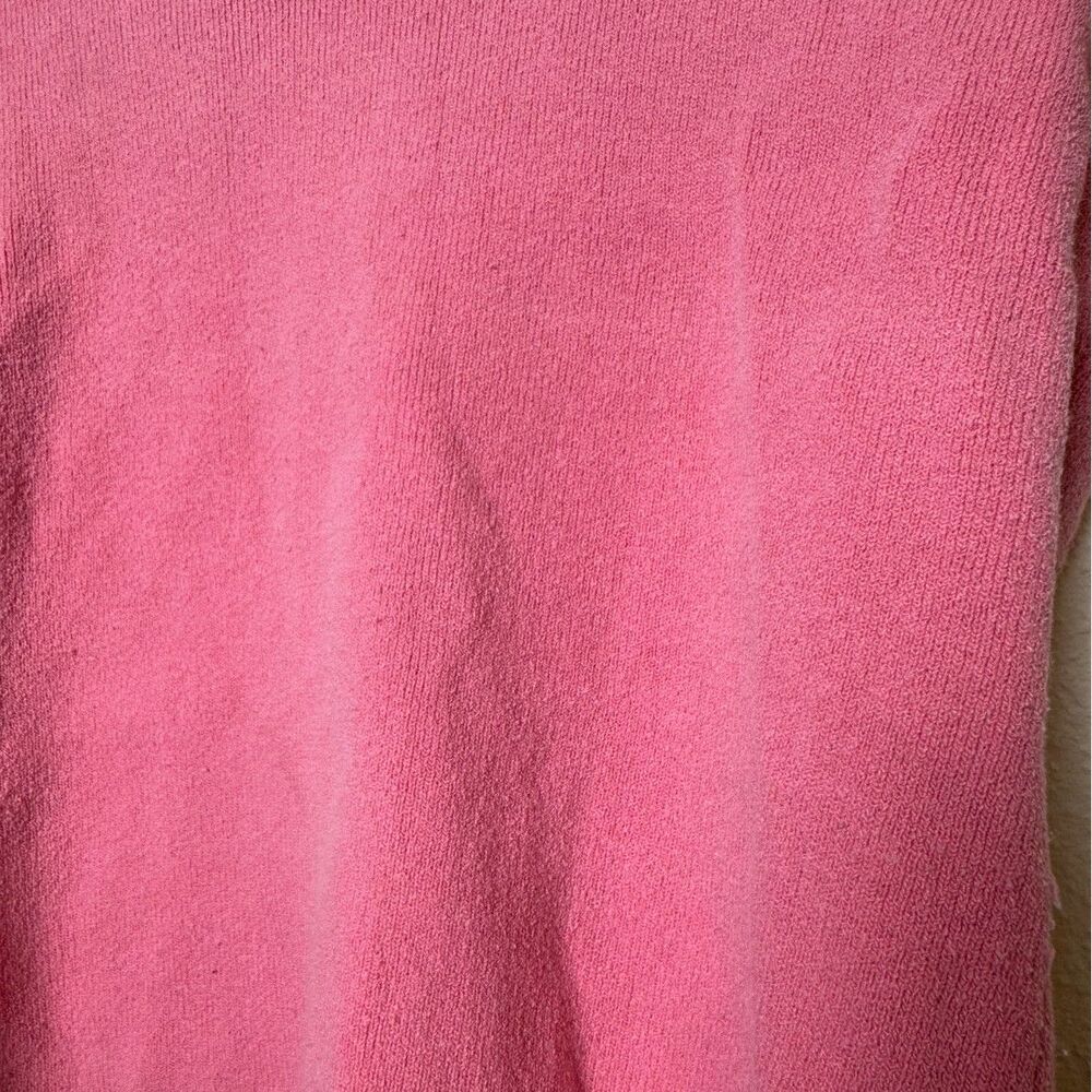 Express Womens S Pink‎ Knit Top Scalloped V-Neck Short Sleeve Stretch - Picture 8 of 8